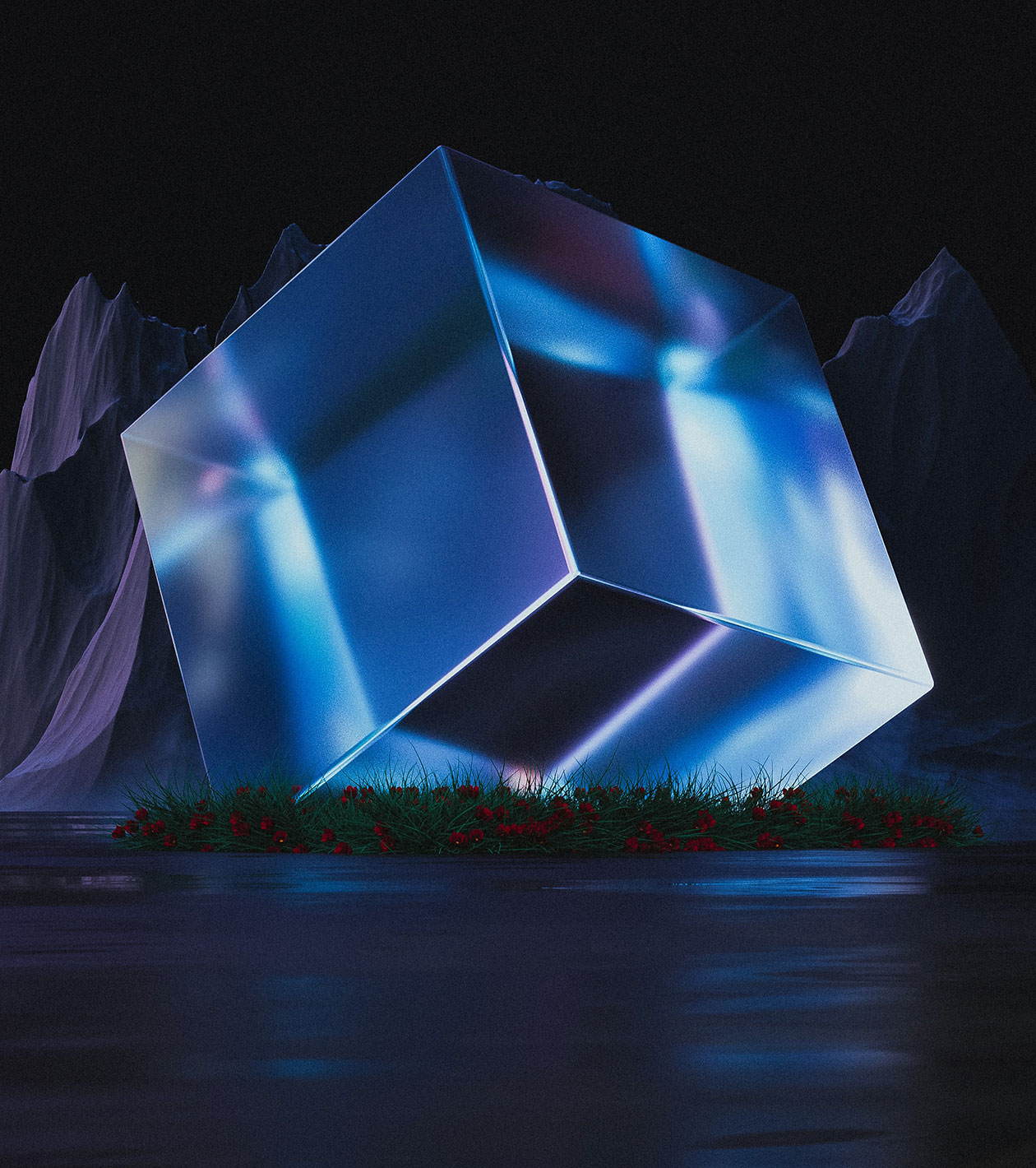 Photo of a cube in grass